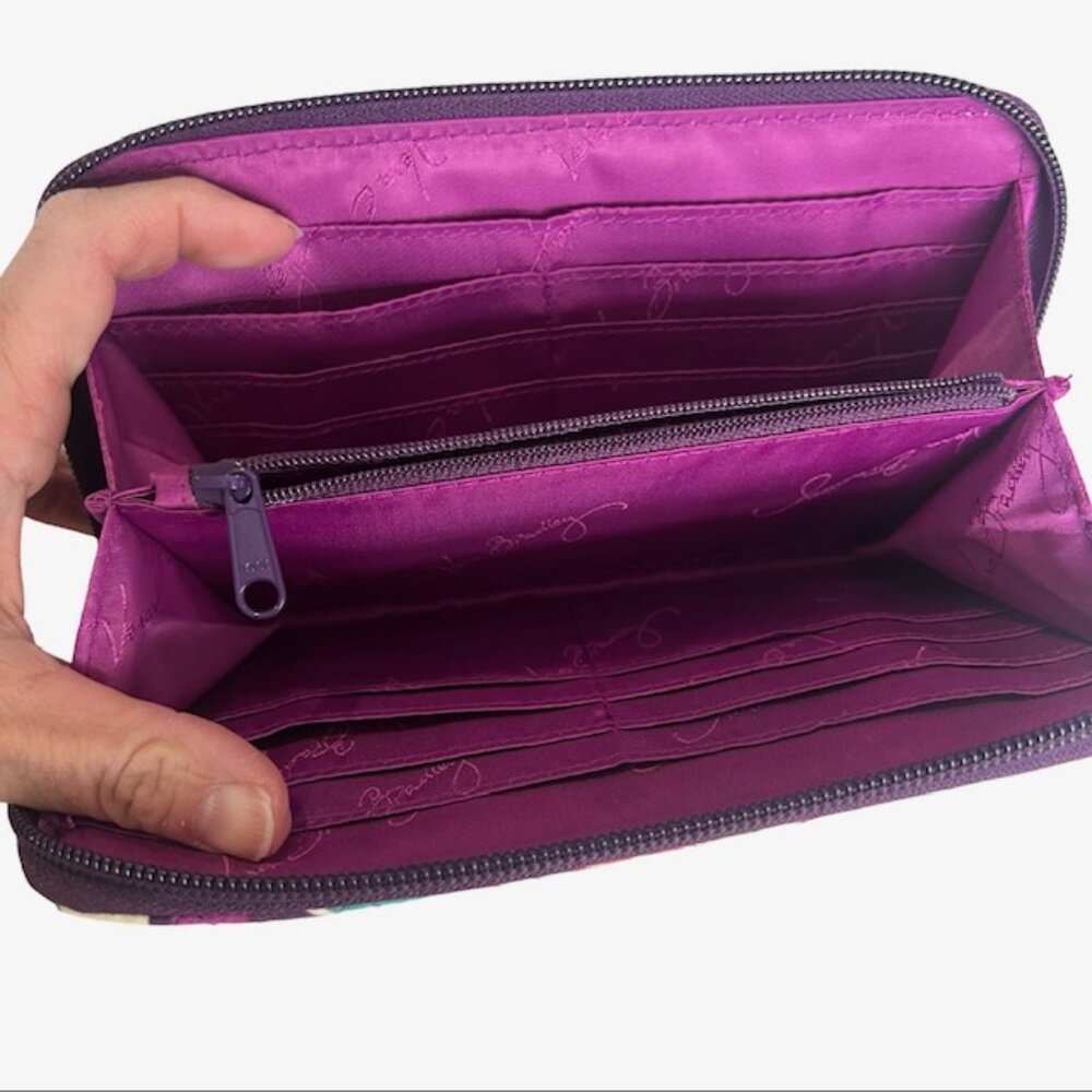 Vera Bradley Accordion Wallet in Plum Crazy Pattern 8" x 4" - Picture 6 of 6